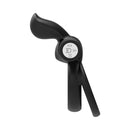 Forto Pointer Silicone Vibrating Dual Cockring Black with pointer-shaped stimulator and controls.