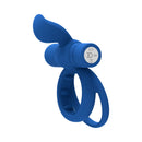 Forto Pointer Silicone Vibrating Dual Cockring Blue with external stimulator and dual-ring design.