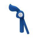 Forto Pointer Silicone Vibrating Dual Cockring Blue - a blue silicone dual cockring with external stimulator.