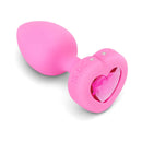b-Vibe Vibrating Heart Anal Plug Small Medium Pink with a heart-shaped jewel base and smooth silicone design.