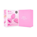b-Vibe Vibrating Heart Anal Plug Small Medium Pink packaging displaying product features and design.