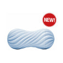 Tenga Flex Bubbly Blue Stroker with spiral ribbed design and 'NEW!' label