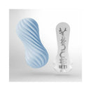 Tenga Flex Bubbly Blue Stroker showcasing its flexible design and textured interior for enhanced pleasure.