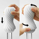 Tenga Flex Bubbly Blue Stroker demonstrating grip and twist features for enhanced pleasure.