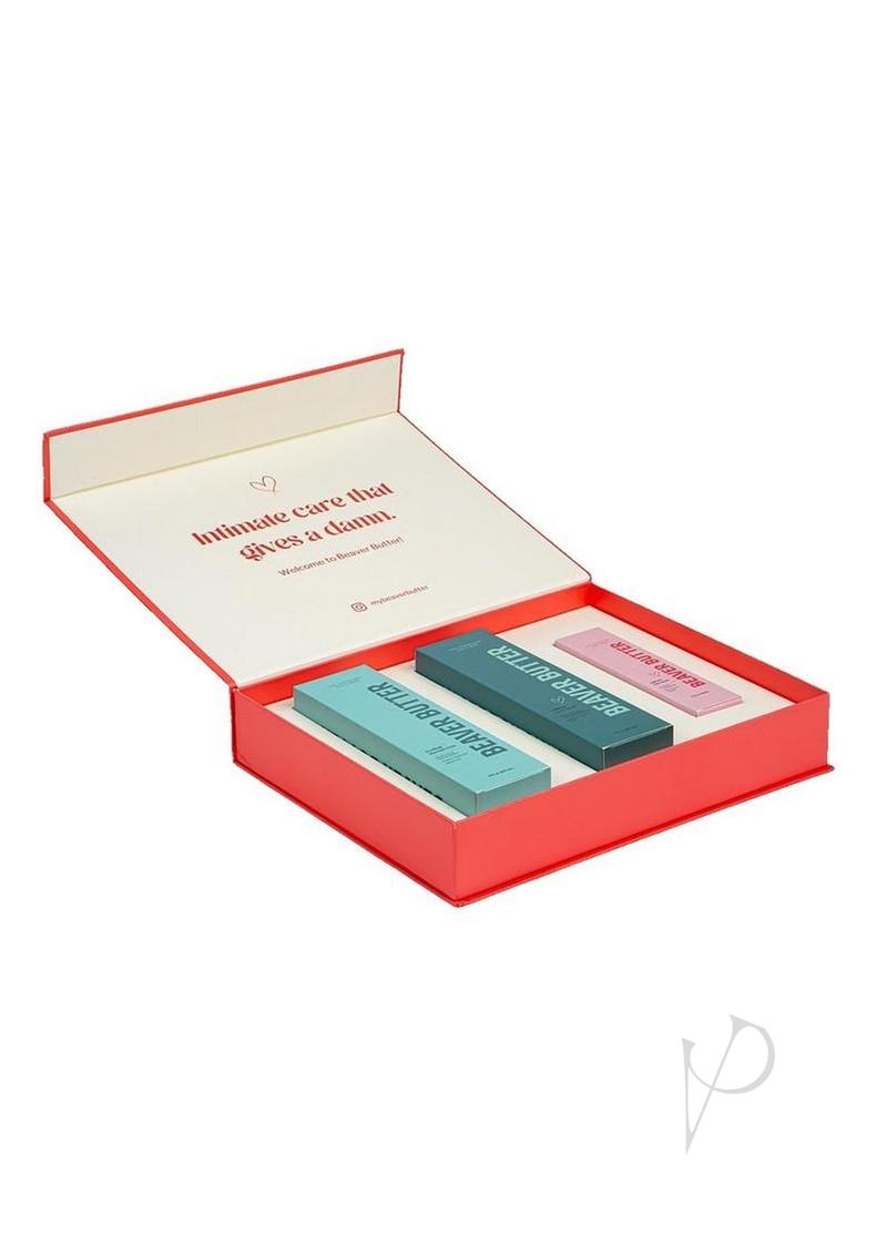 Beaver Butter Soothing Feminine Shave Kit with three products in a stylish red box, ideal for a smooth shaving experience.