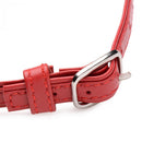 Close-up of the Master Series Slim Collar With O-ring Red showcasing its sleek red leather and metal buckle.