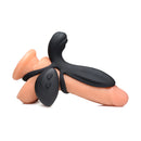 Trinity Men Vibrating Girth Enhancer with Remote Control shows the smooth silicone design with remote control features.