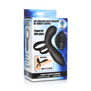 Trinity Men Vibrating Girth Enhancer with Remote Control packaging featuring powerful vibration and dual motors.