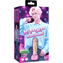 K-pop Idols Taeon 7.1 Inch Silicone Dildo With Balls packaging featuring a character design and glowing details.