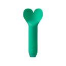 Je Joue Amour Heart-Shaped Fluttering Bullet Vibrator Emerald Green on a white background.