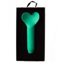 Je Joue Amour Heart-Shaped Fluttering Bullet Vibrator Emerald Green in elegant packaging.