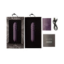 Je Joue Duet Multi-Surfaced Bullet Vibrator Purple in packaging with USB charger and instructions.