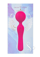 Swan Sceptre Silicone Dual End Wand Massager Berry in elegant packaging with wings design.