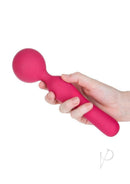 Swan Sceptre Silicone Dual End Wand Massager Berry held in hand, showcasing its elegant design and functionality.