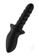 Nexus Ascend Thrusting Rotating Prostate Massager Black shown in a sleek black design with textured shaft.