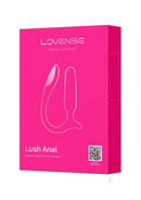 Lovense Lush Anal App-Controlled Compact Powerful Butt Plug packaging featuring a small anal vibrator design.