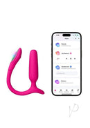 Lovense Lush Anal App-Controlled Compact Powerful Butt Plug next to mobile app interface for remote control and pattern settings.