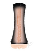 Zolo Stroke Off Pornstar Pussy Stroker Vanilla Black with ribbed textures for an immersive experience.