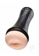 Zolo Stroke Off Deep Throat BJ Stroker Vanilla Black, featuring realistic mouth opening and textured inner sleeve.