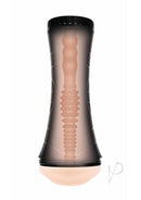 Zolo Stroke Off Deep Throat BJ Stroker Vanilla Black showcasing realistic mouth opening and textured inner sleeve.