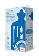 AquaClean Aqua Pouch Enema Cleaning Set Blue with flexible tube and interchangeable nozzles for personal cleansing.