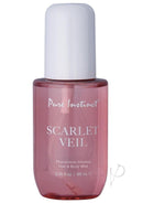 Pure Instinct Pheromone Hair and Body Mist Scarlet Veil bottle with pink solution in a 3.35 oz container.