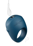 We-Vibe Pivot 2 Silicone Vibrating Cock Ring Slate with cable for charging, designed for couples' pleasure.