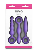 INYA Trio 3 Piece Silicone Anal Plug Kit Purple - 3 slim plugs for comfortable anal play.