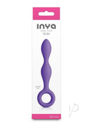INYA Slim Silicone Anal Plug Purple packaging featuring a tapered, slender design for comfortable anal play.