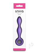 INYA Slim Silicone Anal Plug Purple in packaging, designed for comfortable and controlled anal play.