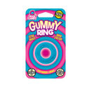 Rock Candy Gummy Ring Stretch Cock Ring 2 Pack Blue packaging featuring extra snug, super stretchy design.