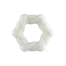 Rock Candy Taffy Twist Cock Ring White, stretchy and textured for enhanced intimacy.