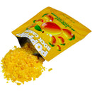 Popping Rock Candy Tropical Summer 36ct Display packaging with vibrant yellow candy crystals spilling out.