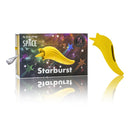 Space Starburst Yellow Licking Vibrator packaging and product design with cosmic theme