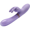 Cristal Heavenly Tickler Glass Rabbit Vibrator Purple with flexible silicone ears and elegant borosilicate glass design.