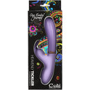 Cristal Heavenly Tickler Glass Rabbit Vibrator Purple packaging featuring elegant design and flexible ears.