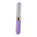 Cristal Diamond Glitter Purple Glass Massager features a sparkling design with purple glitter and body-safe borosilicate glass.