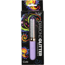 Cristal Diamond Glitter Purple Glass Massager in decorative packaging with colorful designs and eco-friendly label.