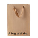A Bag Of Dicks Bag Kraft Paper Gag Gift with a brown ribbon handle, perfect for cheeky gifting.