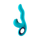 FemmeFunn Klio Triple Action Thumping Rabbit Vibrator Turquoise showing its innovative design and features.