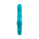 FemmeFunn Klio Triple Action Thumping Rabbit Vibrator Turquoise showing its sleek design and control features.