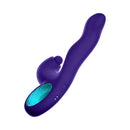 FemmeFunn Klio Triple Action Thumping Rabbit Vibrator Dark Purple side view showing ergonomic design and dual stimulation features.
