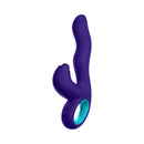 FemmeFunn Klio Triple Action Thumping Rabbit Vibrator Dark Purple showcasing its ergonomic design and unique features.