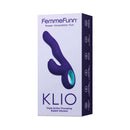FemmeFunn Klio Triple Action Thumping Rabbit Vibrator Dark Purple in packaging, designed for customizable pleasure.