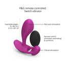 Love To Love Witty Silicone P & G Vibrator Sweet Orchid remote-controlled dual stimulator with P&G and clitoral stimulation.