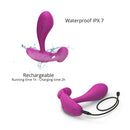 Love To Love Witty Silicone P & G Vibrator Sweet Orchid, waterproof and rechargeable, showcasing dual stimulation features.