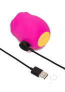 Romp Rose 2.0 Air Clitoral Stimulator Pink with USB charging cable and vibrant design.