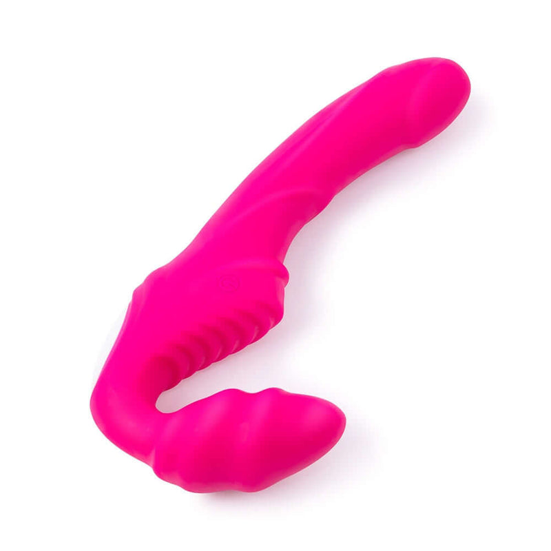 Together Strapless Remote Control Vibrator Pink - pink silicone couples vibrator for synchronized pleasure.