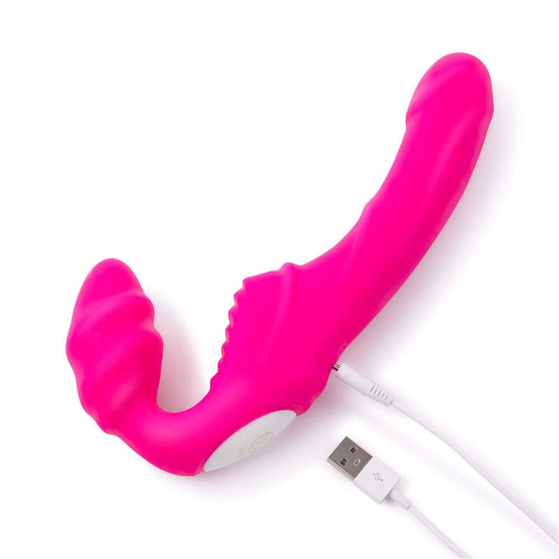 Together Strapless Remote Control Vibrator Pink - premium couples' vibrator with USB charging.