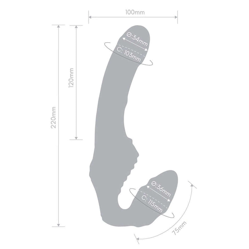 Dimensions and measurements of the Together Strapless Remote Control Vibrator Pink for perfect sizing